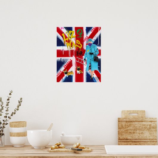 "koningin Elizabeth" Graffiti Style Poster (Keuken)