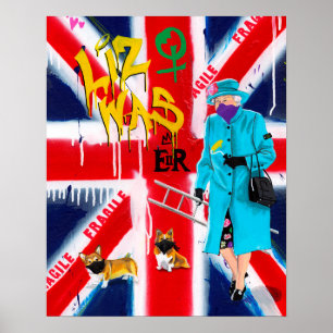 "koningin Elizabeth" Graffiti Style Poster