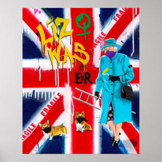 "koningin Elizabeth" Graffiti Style Poster