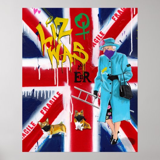 "koningin Elizabeth" Graffiti Style Poster (Voorkant)