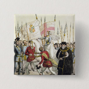 Koningin Elizabeth I (1530-1603) - Rallying the Tr Vierkante Button 5,1 Cm