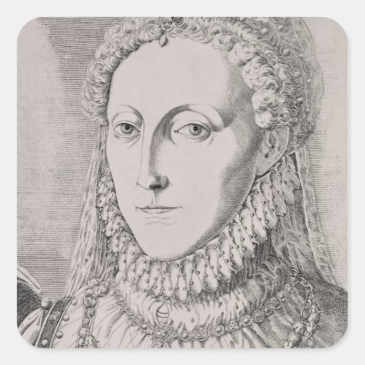koningin Elizabeth I (1533-1603), c.1572-75 (engra Vierkante Sticker (Voorkant)