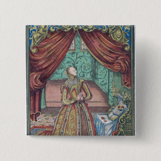 koningin Elizabeth I bij Prayer, frontispiece Vierkante Button 5,1 Cm (Voorkant)