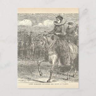 koningin Elizabeth I bij Tilbury Antiek Engraving Briefkaart