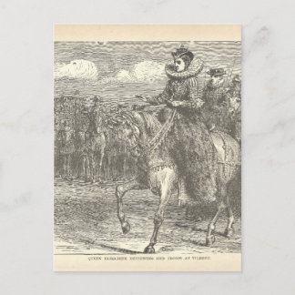 koningin Elizabeth I bij Tilbury Antiek Engraving Briefkaart