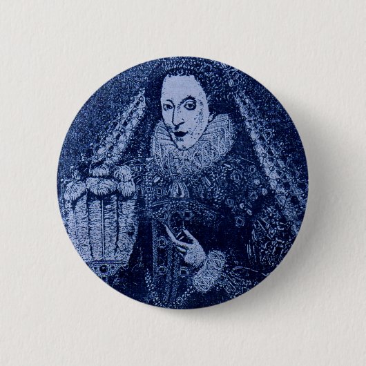 koningin Elizabeth I blauw Ronde Button 5,7 Cm (Voorkant)