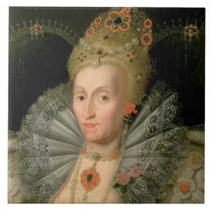 Koningin Elizabeth I (bustlengteportret) (zie ook Tegeltje