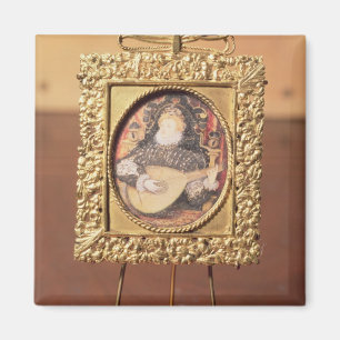 Koningin Elizabeth I die de lat speelt (miniatuur Magneet