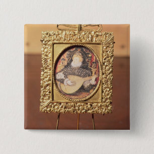 Koningin Elizabeth I die de lat speelt (miniatuur Vierkante Button 5,1 Cm
