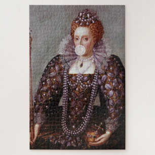 Koningin Elizabeth I die witte kauwgom blaast Legpuzzel