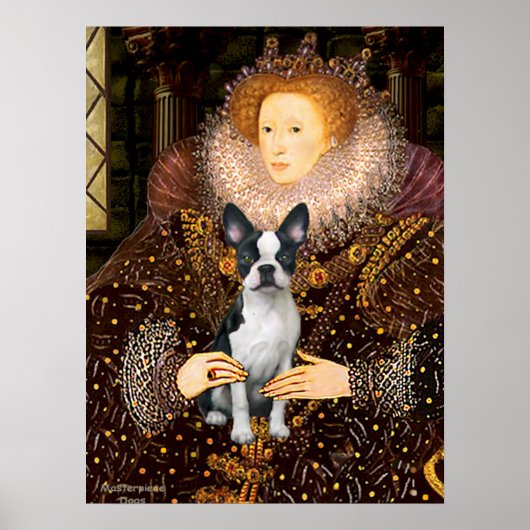Koningin Elizabeth I & haar Boston Terrier Poster (Voorkant)