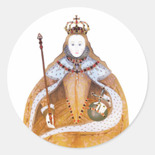 koningin Elizabeth I - historische illustratie Ronde Sticker