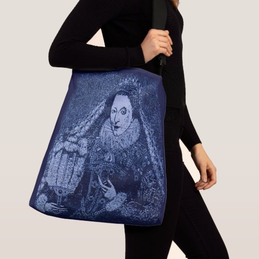 koningin Elizabeth I in blauwe letters Crossbody Tas (Dichtbij)