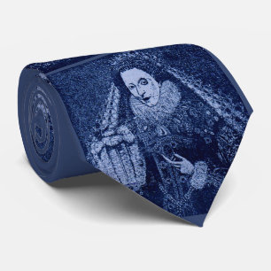 koningin Elizabeth I in blauwe letters Stropdas
