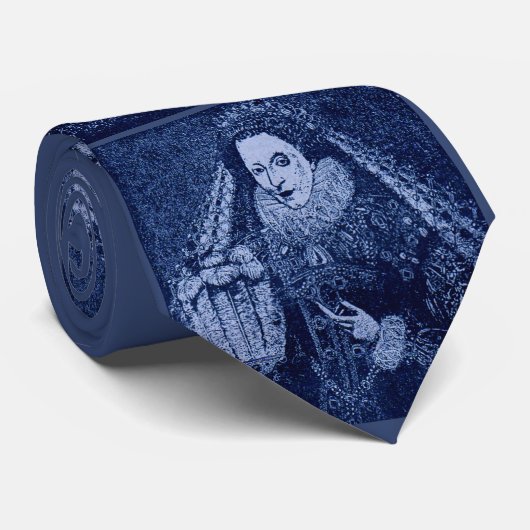 koningin Elizabeth I in blauwe letters Stropdas (Opgerold)