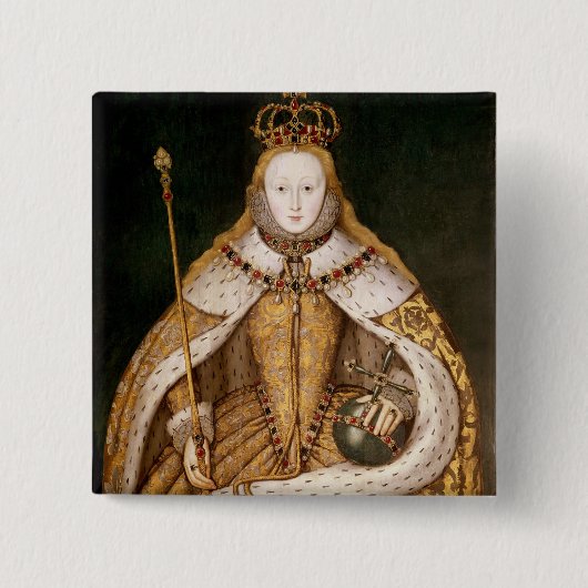 koningin Elizabeth I in Coronation Robes Vierkante Button 5,1 Cm (Voorkant)