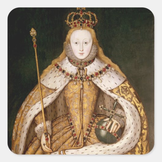 koningin Elizabeth I in Coronation Robes Vierkante Sticker (Voorkant)