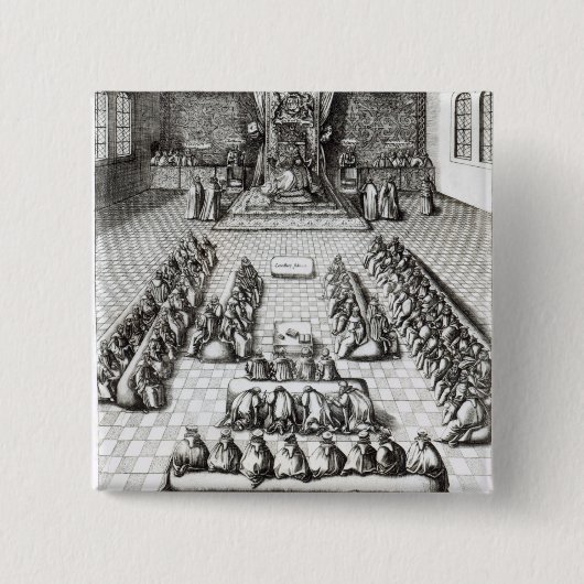 Koningin Elizabeth I in het Parlement Vierkante Button 5,1 Cm (Voorkant)
