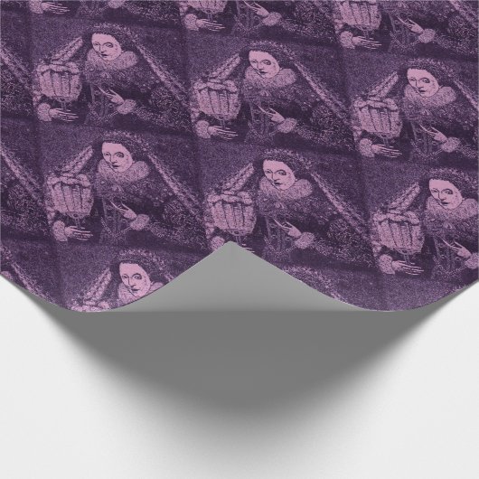 koningin Elizabeth I in lavender print Cadeaupapier (Hoek)