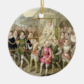 Koningin Elizabeth I in processie met haar Courtie Keramisch Ornament (Voorkant)