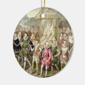 Koningin Elizabeth I in processie met haar Courtie Keramisch Ornament (Links)