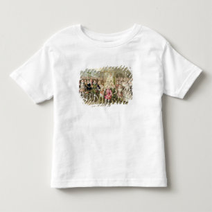 Koningin Elizabeth I in processie met haar Courtie Kinder Shirts