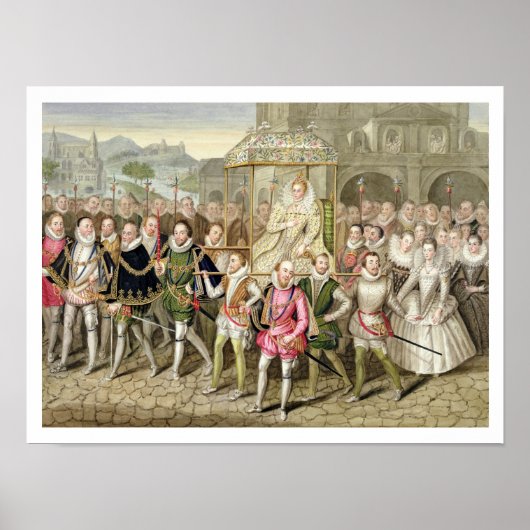 Koningin Elizabeth I in processie met haar Courtie Poster (Voorkant)