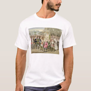 Koningin Elizabeth I in processie met haar Courtie T-shirt