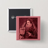 koningin Elizabeth I in roze Vierkante Button 5,1 Cm (Voorkant /achterkant)