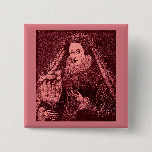 koningin Elizabeth I in roze Vierkante Button 5,1 Cm (Voorkant)
