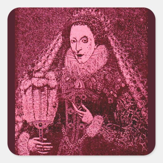 koningin Elizabeth I in roze Vierkante Sticker (Voorkant)