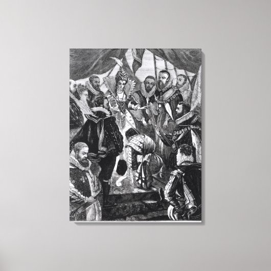 Koningin Elizabeth I Knighing Francis Drake Canvas Afdruk (Voorkant)