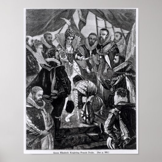 Koningin Elizabeth I Knighing Francis Drake Poster (Voorkant)