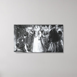 koningin Elizabeth I Knighting Francis Drake Canvas Afdruk