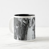 koningin Elizabeth I Knighting Francis Drake Tweekleurige Koffiemok (Voorkant links)