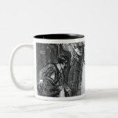 koningin Elizabeth I Knighting Francis Drake Tweekleurige Koffiemok (Links)