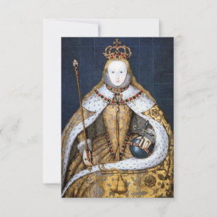Koningin Elizabeth I van Engeland in een kroningsj Bedankkaart