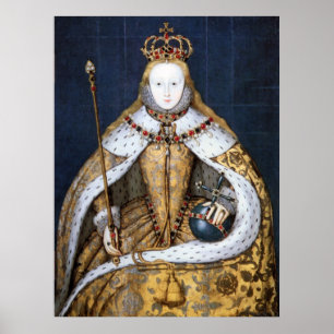 Koningin Elizabeth I van Engeland in een kroningsj Poster