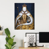 Koningin Elizabeth I van Engeland in een kroningsj Poster (Thuiskantoor)