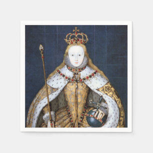 Koningin Elizabeth I van Engeland in een kroningsj Servet
