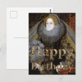 Koningin Elizabeth I witte kauwgom Verjaardagswens Briefkaart (Voorkant / Achterkant)