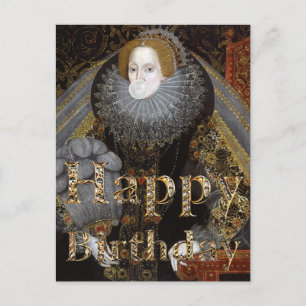 Koningin Elizabeth I witte kauwgom Verjaardagswens Briefkaart