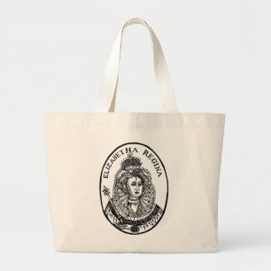 Koningin Elizabeth I Woodcut Portret Grote Tote Bag