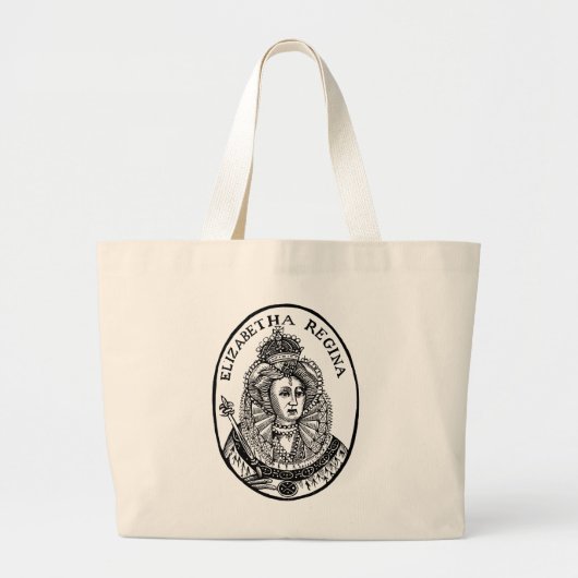 Koningin Elizabeth I Woodcut Portret Grote Tote Bag (Voorkant)