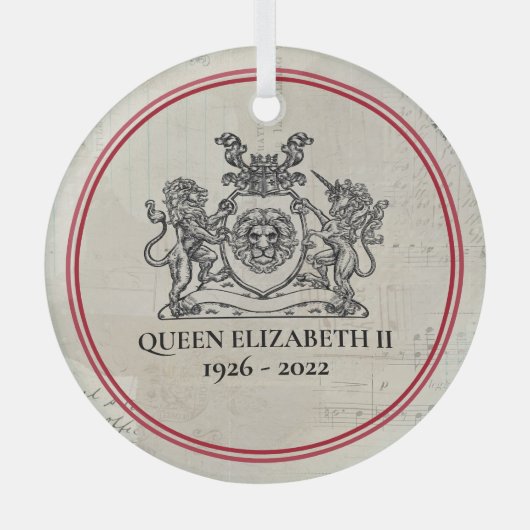Koningin Elizabeth II 1926-2022 Glas Ornament (Voorkant)