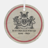 Koningin Elizabeth II 1926-2022 Glas Ornament (Achterkant)