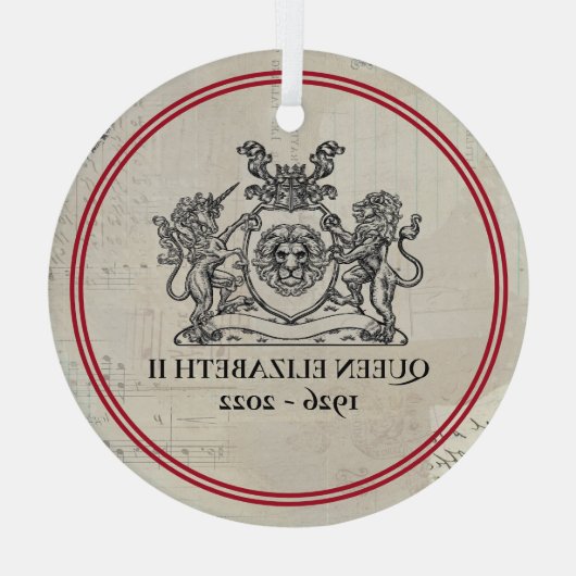 Koningin Elizabeth II 1926-2022 Glas Ornament (Achterkant)