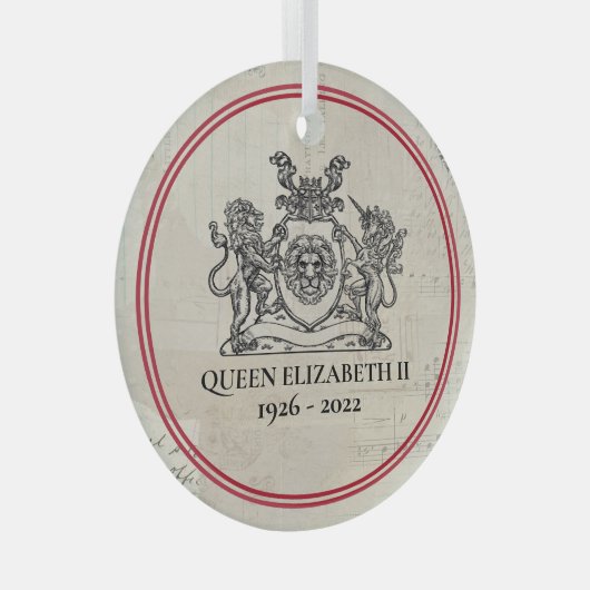 Koningin Elizabeth II 1926-2022 Glas Ornament (Voorkant Rechts)
