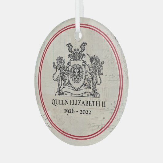 Koningin Elizabeth II 1926-2022 Glas Ornament (Voorkant links)