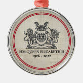 Koningin Elizabeth II 1926-2022 Kerstmis Metalen Ornament (Voorkant)